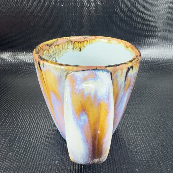 Ken Edwards Pottery Mexican Stoneware Pottery Coffee Mugs Cups Set 2 Drip Glaze - Picture 11 of 16